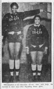 The Club Store Co-Eds featuring 6'-7" center Helen Smith, also known as the Chocolate Co-Eds when traveling. The Club Store Co-Eds