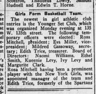 When the Younger Set were formed, it made headlines. Headline: Girls Form Basketball Team